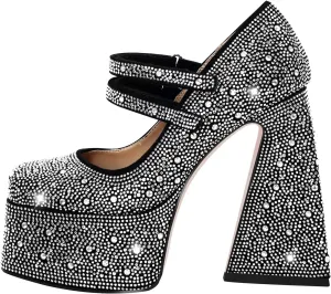 LISHAN Women's Platform 5.9in Super High Heels Pumps Slip On Pointed Toe Sandals