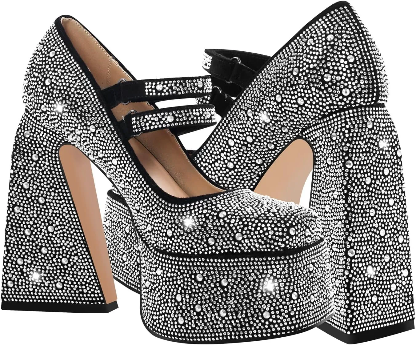 LISHAN Women's Platform 5.9in Super High Heels Pumps Slip On Pointed Toe Sandals