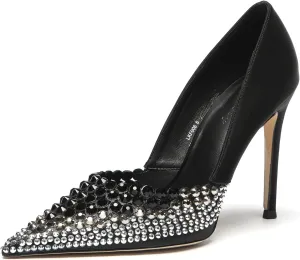 Lryweisy Women's High Heels Pumps Rhinestone Heels Closed Toe Heels for Women 4 Inch Stiletto Dress Wedding Party Pumps Shoes