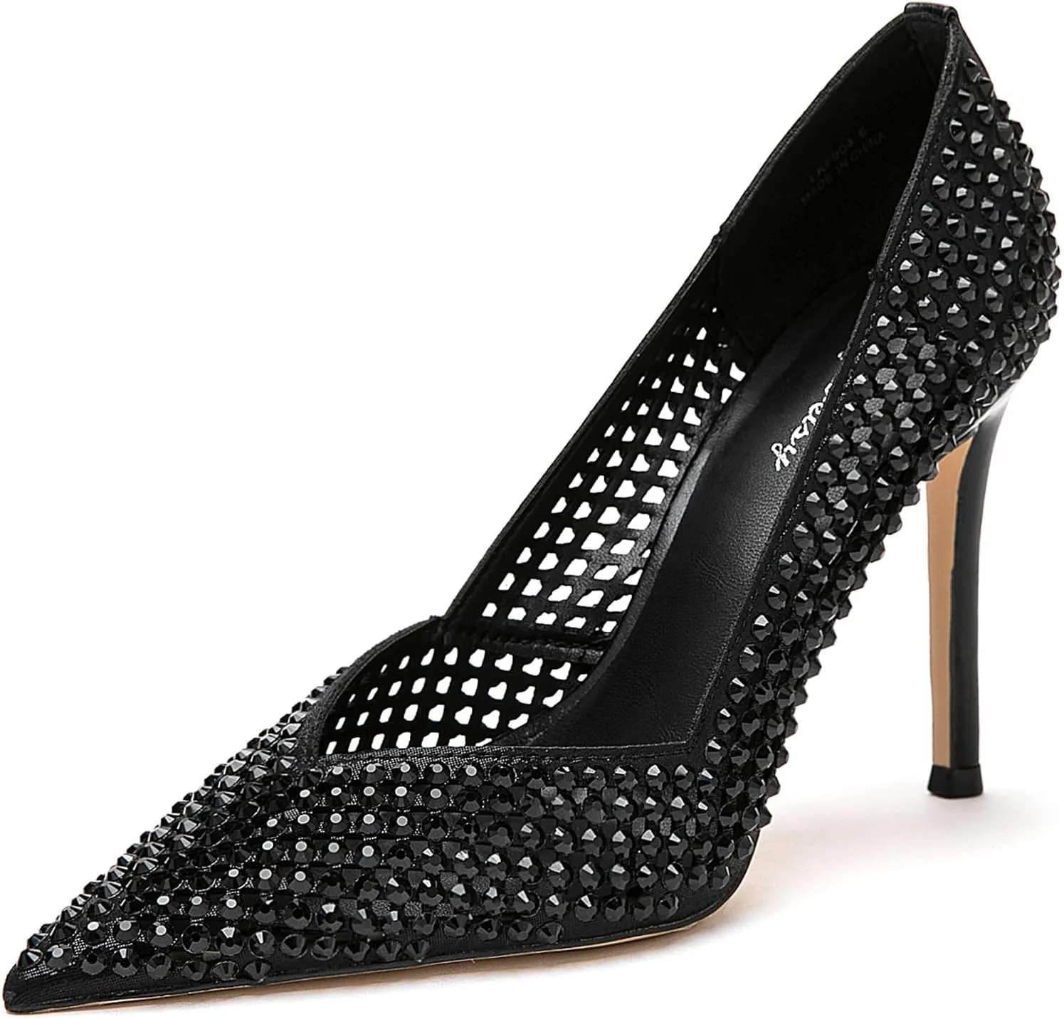 Lryweisy Women's High Heels Pumps Rhinestone Heels Closed Toe Heels for Women 4 Inch Stiletto Dress Wedding Party Pumps Shoes
