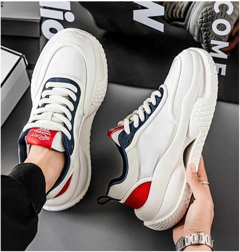 Men's Comfy Lightweight Casual Tennis Dad Shoes Running Shoe Platform Thick Sole Height Increase Walking Sneakers