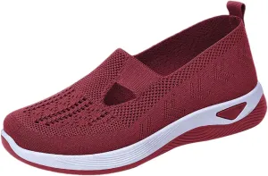 Orthopedic Shoes for Women Breathable Soft Slip On Slip On Shoes Women Mesh Casual Tennis Shoes Platform Sneakers Red Tennis Shoe Trainers Shoe