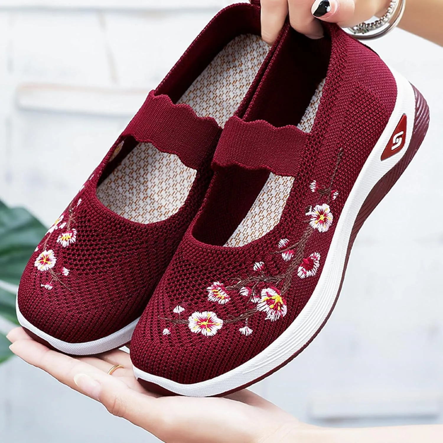 Orthowalk Shoes for Women Wide Width Breathable Walking Shoes Comfortable Slip on Sneakers Arch Support Woven Mesh Breathable Soft Shoe Wide Footwear Comfort Non Slip Work Sneaker