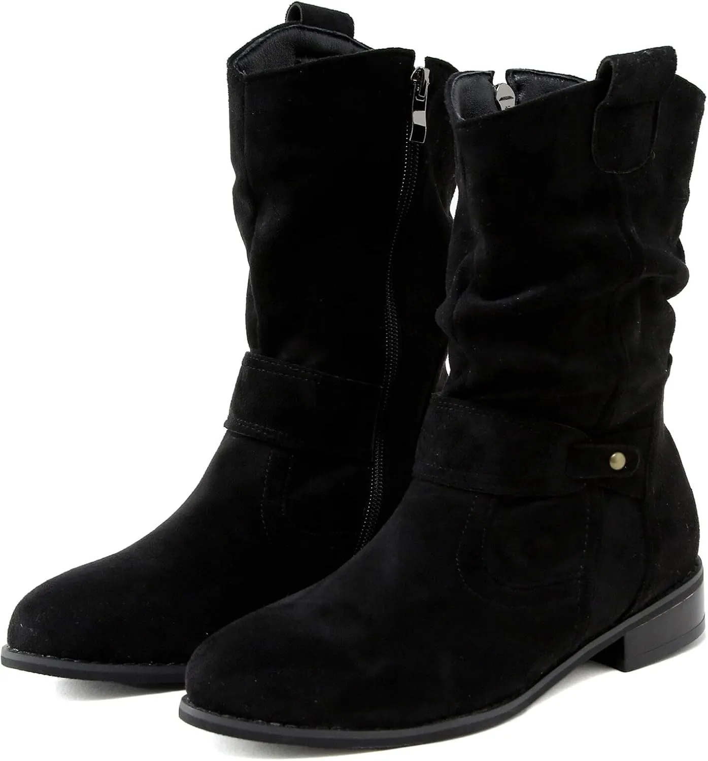 peqiut Womens Cowboy Boots Suede Wedge Heel Wide Calf Cowboy Boots Women Warm Comfortable Snow Womens Boots
