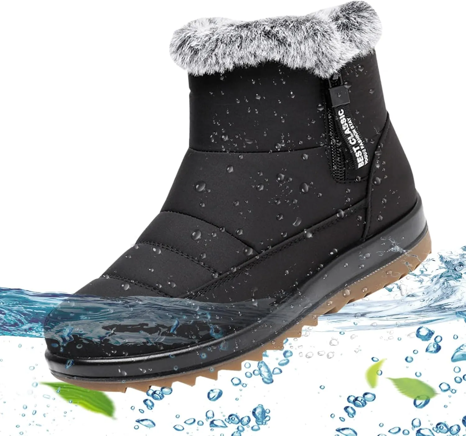 peqiut Womens Snow Boots Winter Snow Cotton Shoes Velvet Flat Winter Ankle Boots Lightweight Short Outdoor Booties Comfort