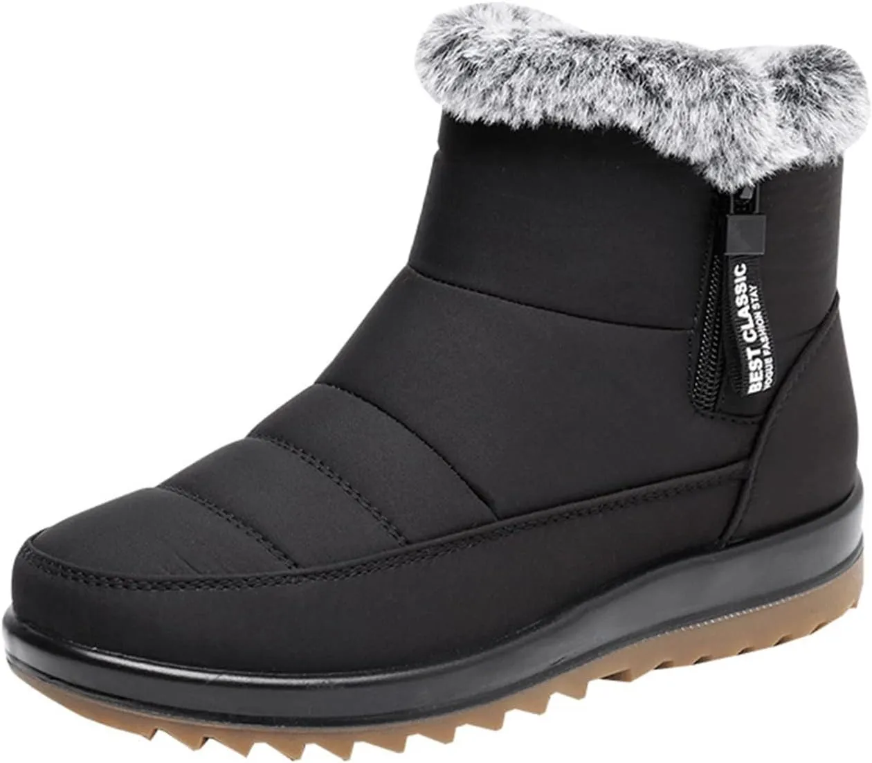peqiut Womens Snow Boots Winter Snow Cotton Shoes Velvet Flat Winter Ankle Boots Lightweight Short Outdoor Booties Comfort