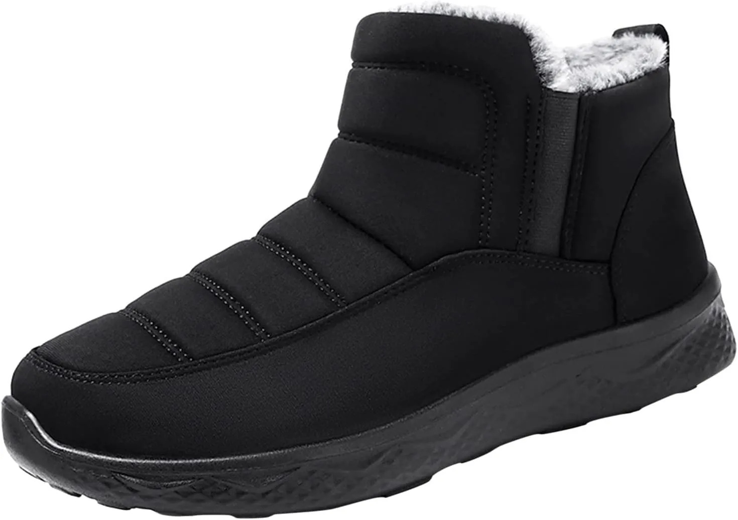 peqiut Womens Snow Boots Winter Snow Shoes Flat Soft Non Slip Winter Ankle Boots Ladies Lightweight Outdoor Booties (Black, 8.5)