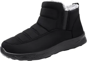 peqiut Womens Snow Boots Winter Snow Shoes Flat Soft Non Slip Winter Ankle Boots Ladies Lightweight Outdoor Booties (Black, 8.5)