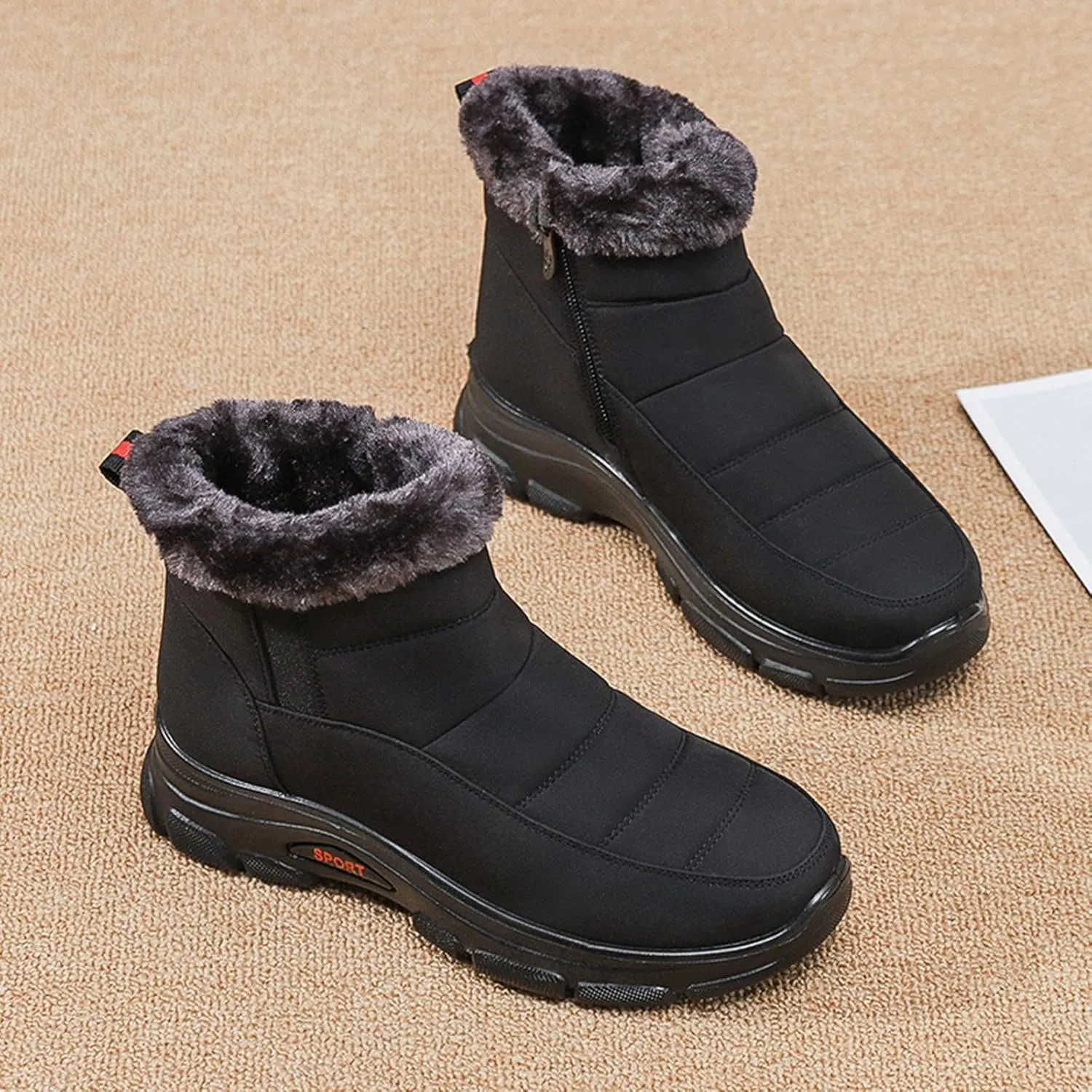 peqiut Womens Snow Boots Winter Snow Shoes Fuzzy Flat Bottomed Winter Ankle Boots Lightweight Outdoor Booties Comfort