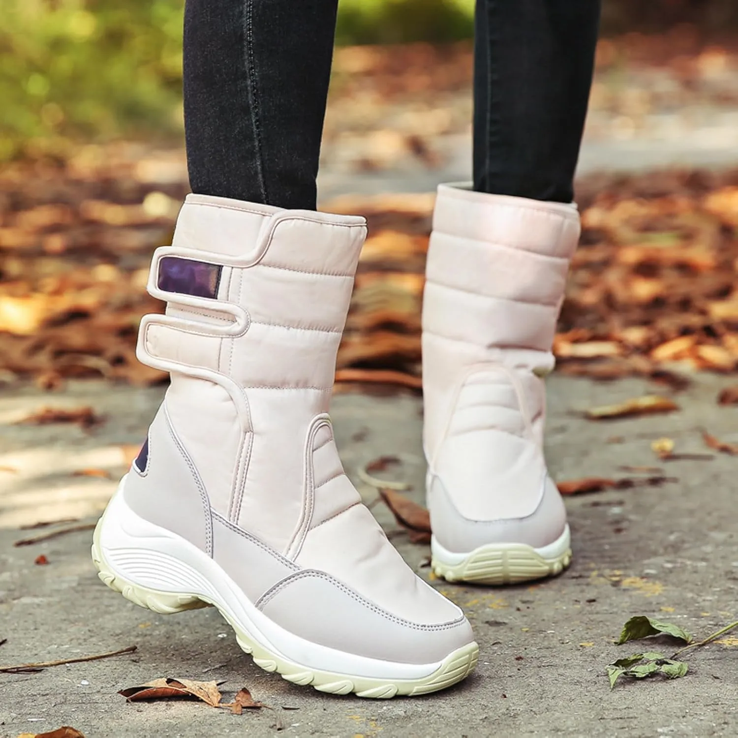 peqiut Womens Snow Boots Winter Snow Shoes Non Slip Fleece Cotton Winter Ankle Boots Padded Thickened Warm Booties Comfort