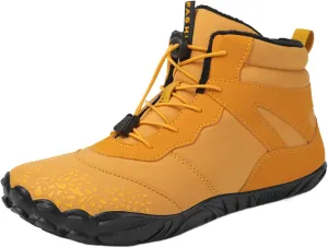 peqiut Womens Snow Boots Winter Snow Shoes Non Slip Side Zipper Ankle Boots Walking Sports Booties with Arch Support (Yellow, 11)