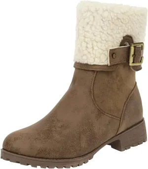 peqiut Womens Snow Boots Winter Snow Shoes Side Zipper Thick Heel Ankle Boots Walking Leather Boots for Women Comfort
