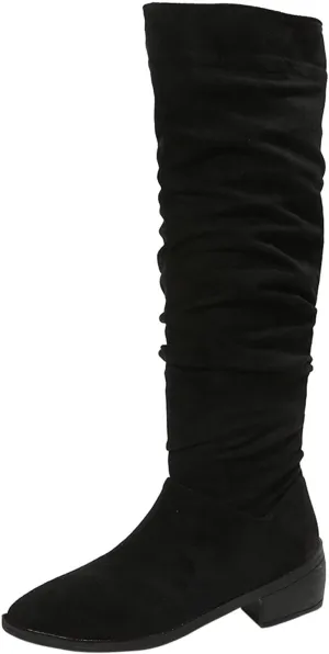 peqiut Womens Snow Boots Winter Snow Shoes Solid Color Side Zipper Ankle Boots Thick Heel Leather Boots for Women Comfort