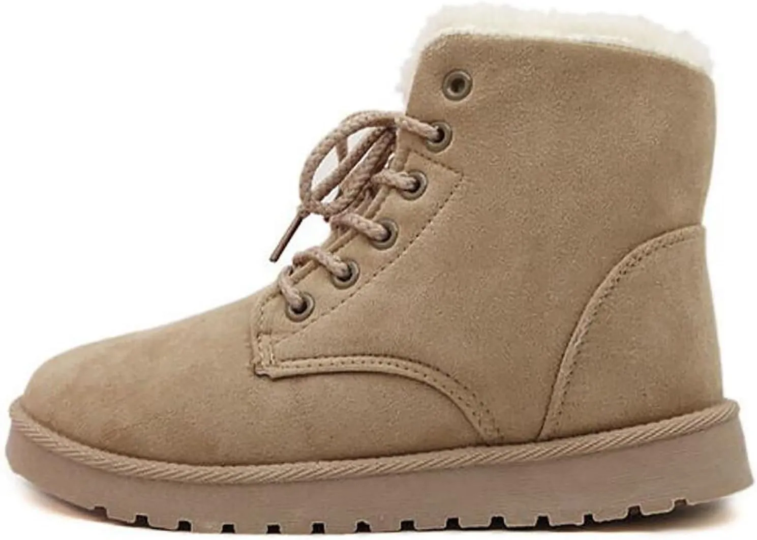 peqiut Womens Snow Boots Winter Snow Shoes Solid Color Wide Width Warm Winter Ankle Boots Lace Up Outdoor Booties Comfort