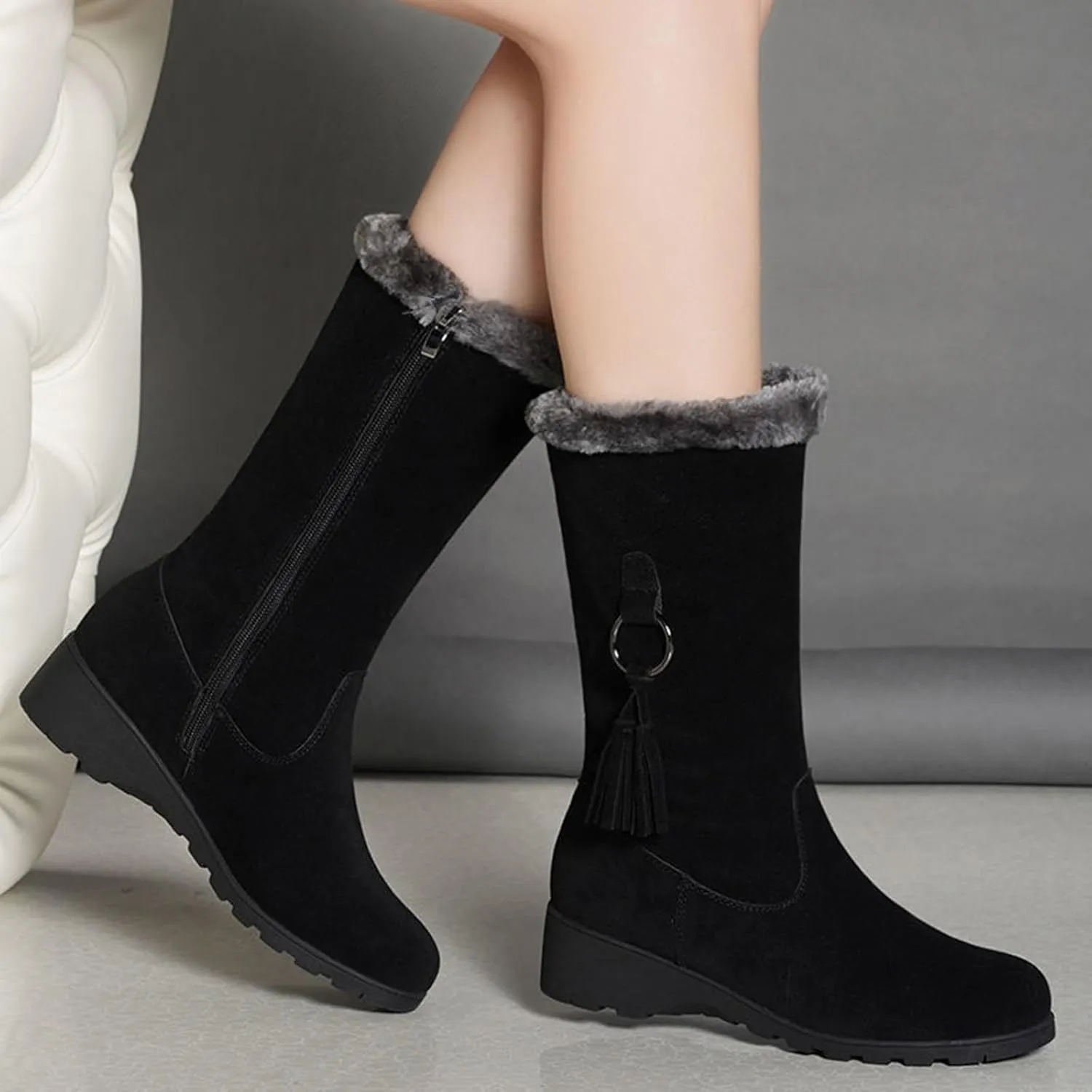 peqiut Womens Snow Boots Winter Snow Shoes Thickened Winter Ankle Boots Fashion Arch Support Short Outdoor Booties Comfort