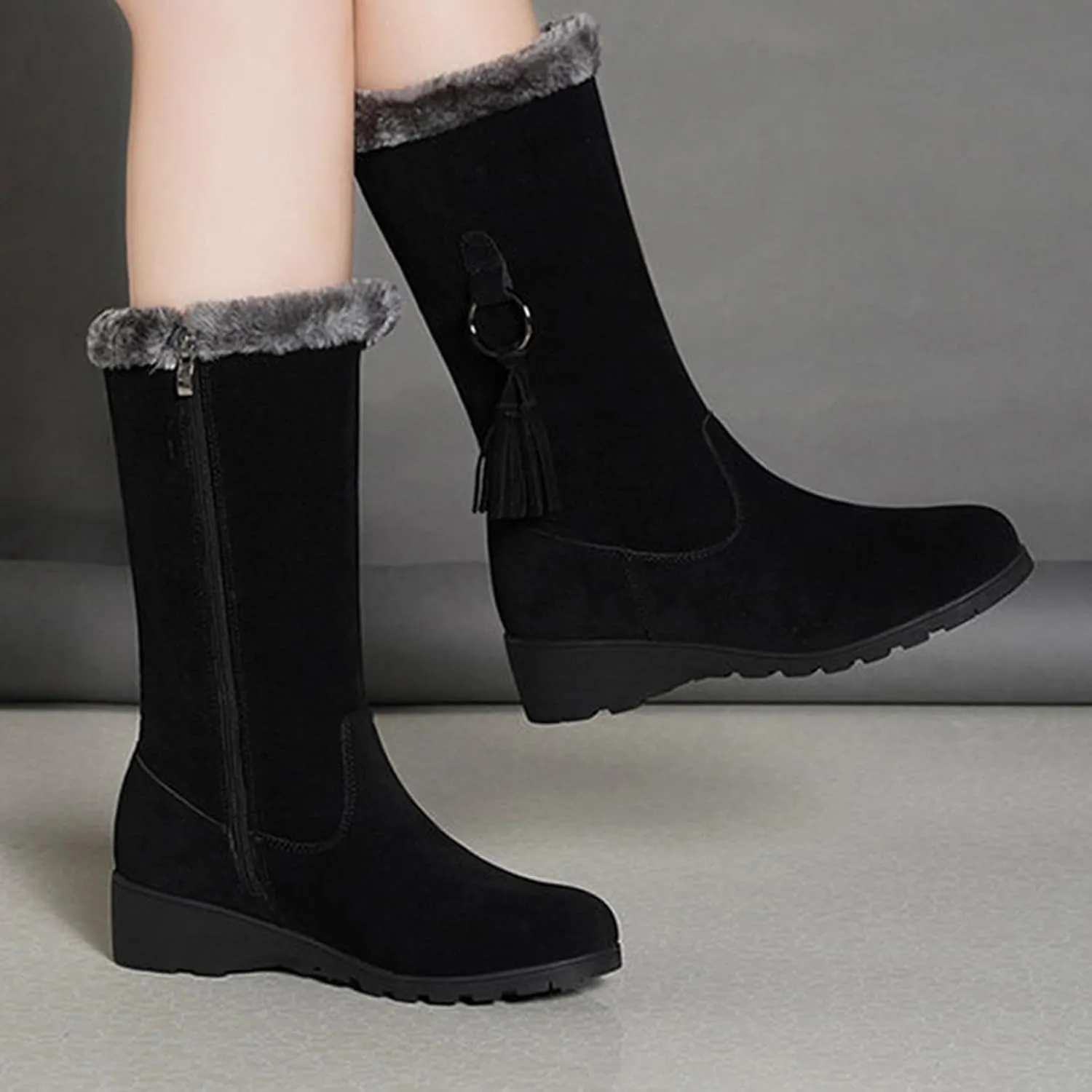 peqiut Womens Snow Boots Winter Snow Shoes Thickened Winter Ankle Boots Fashion Arch Support Short Outdoor Booties Comfort