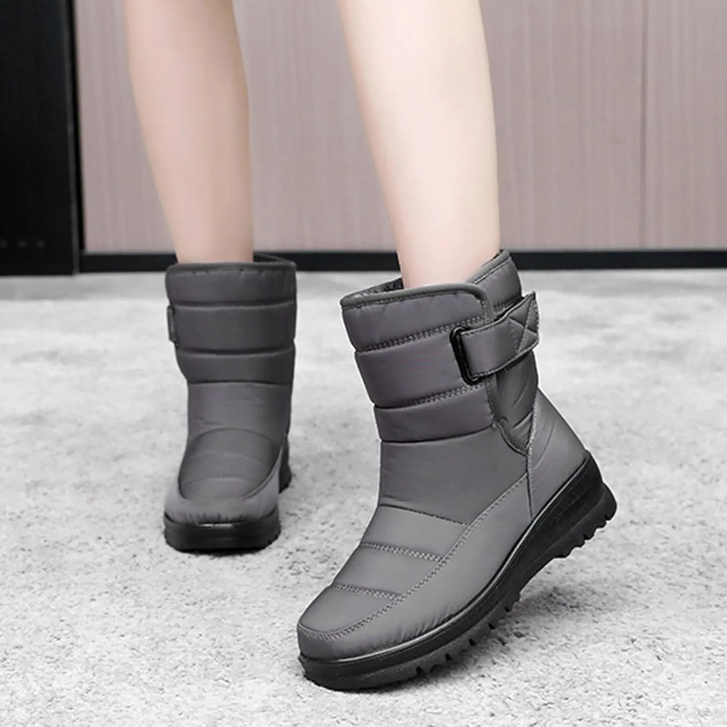 peqiut Womens Snow Boots Winter Snow Shoes Velvet Flat Fashion Winter Ankle Boots Ladies Lightweight Outdoor Booties Comfort