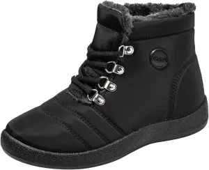 peqiut Womens Snow Boots Winter Snow Shoes Velvet Flat Lace Up Warm Winter Ankle Boots Non Slip Sport Outdoor Booties Comfort