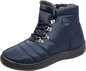 peqiut Womens Snow Boots Winter Snow Shoes Velvet Flat Lace Up Warm Winter Ankle Boots Non Slip Sport Outdoor Booties Comfort