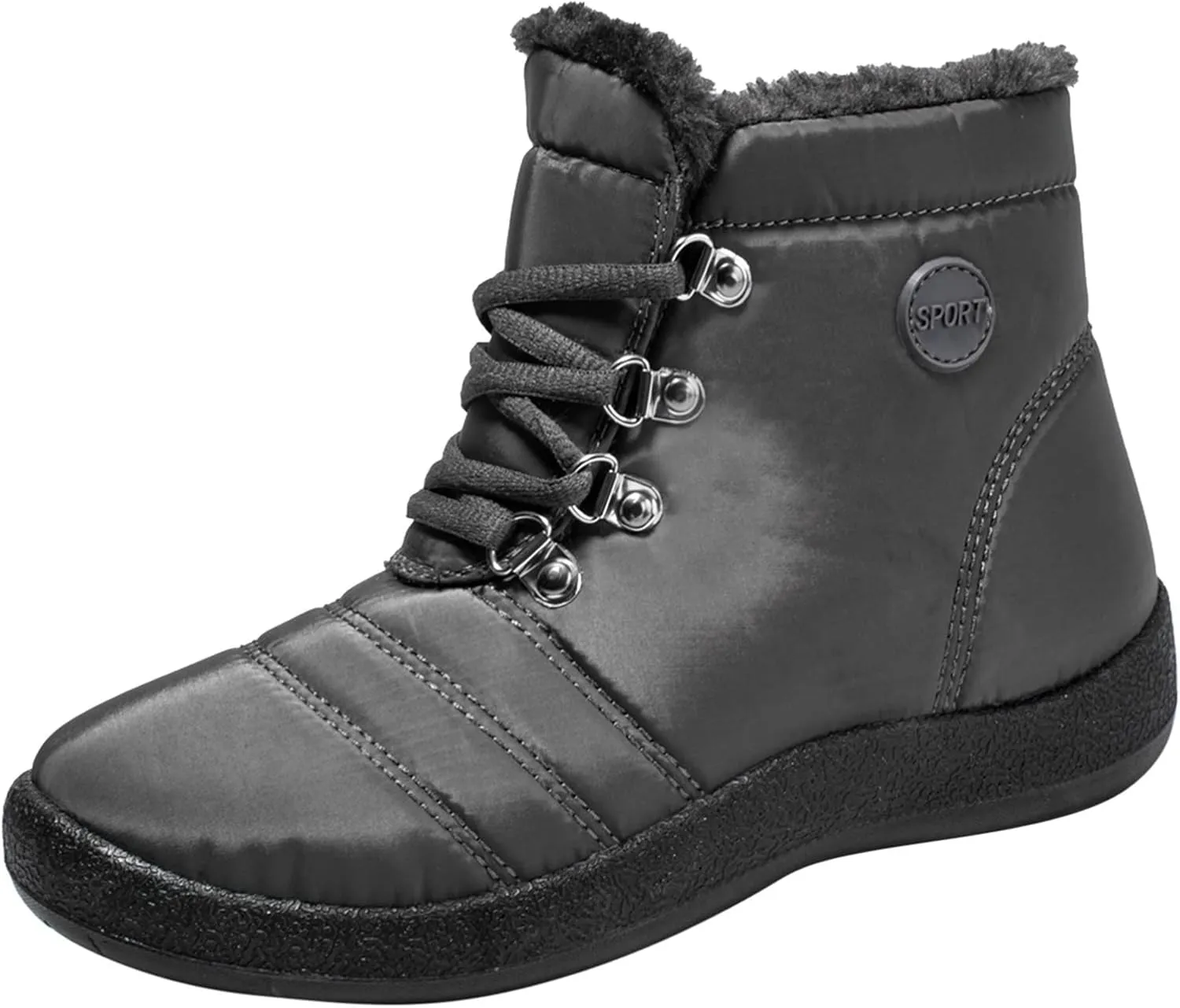 peqiut Womens Snow Boots Winter Snow Shoes Velvet Flat Lace Up Warm Winter Ankle Boots Non Slip Sport Outdoor Booties Comfort