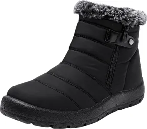 peqiut Womens Snow Boots Winter Snow Shoes Velvet Flat Winter Ankle Boots Lightweight Short Outdoor Booties Comfort