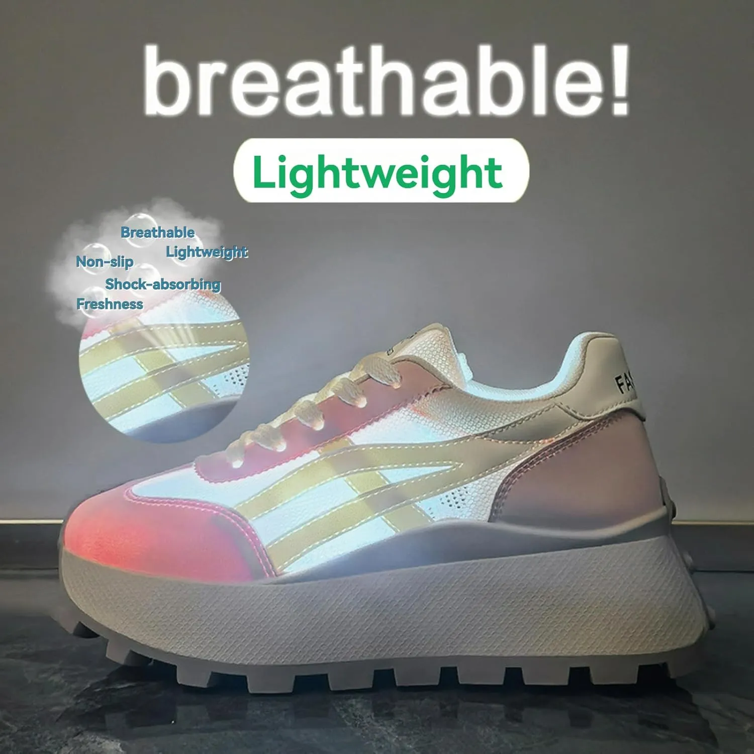 Retro Chunky Platform Sneakers Women Y2K Aesthetic 1.8" Height Increase Breathable Mesh Summer Dad Shoes Casual Outfit Walking Shoes