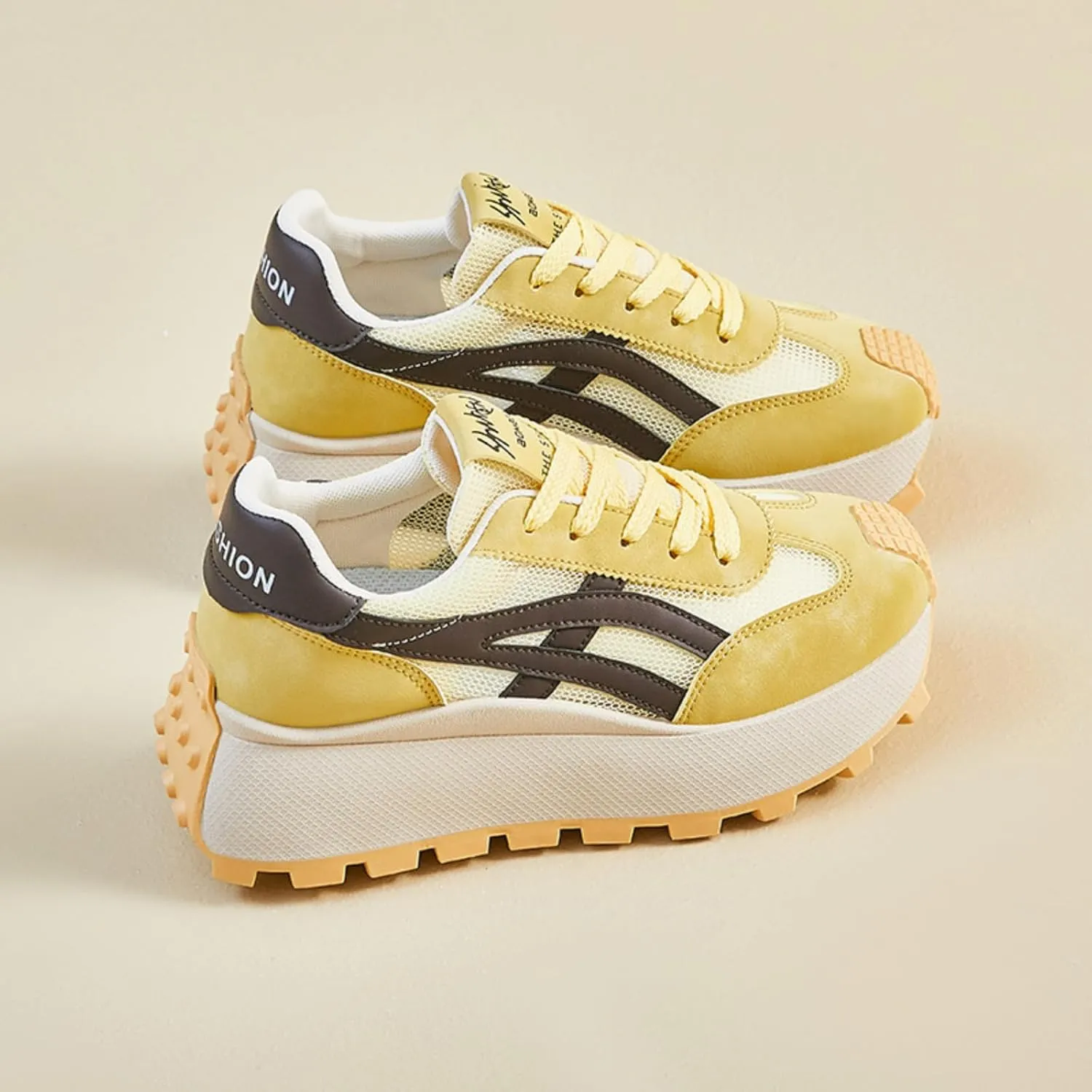 Retro Chunky Platform Sneakers Women Y2K Aesthetic 1.8" Height Increase Breathable Mesh Summer Dad Shoes Casual Outfit Walking Shoes