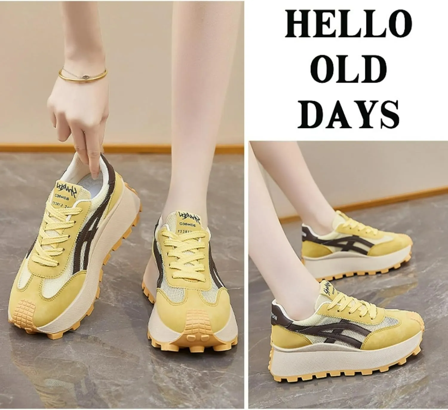 Retro Chunky Platform Sneakers Women Y2K Aesthetic 1.8" Height Increase Breathable Mesh Summer Dad Shoes Casual Outfit Walking Shoes