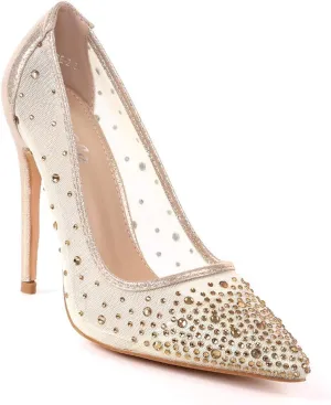 Rhinestone Pointed Toe High Heels Women Pumps Transparent Party Wedding Shoes