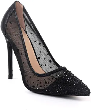 Rhinestone Pointed Toe High Heels Women Pumps Transparent Party Wedding Shoes