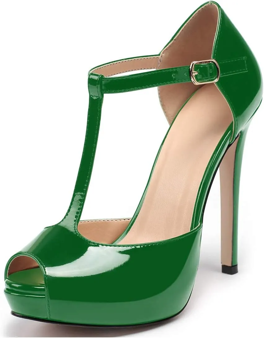 SAMMITOP Women's Platform High Heels Ankle Strap Sandals Mary Jane Platform Pumps Shoes
