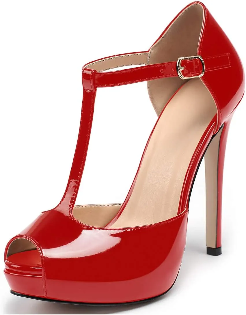 SAMMITOP Women's Platform High Heels Ankle Strap Sandals Mary Jane Platform Pumps Shoes