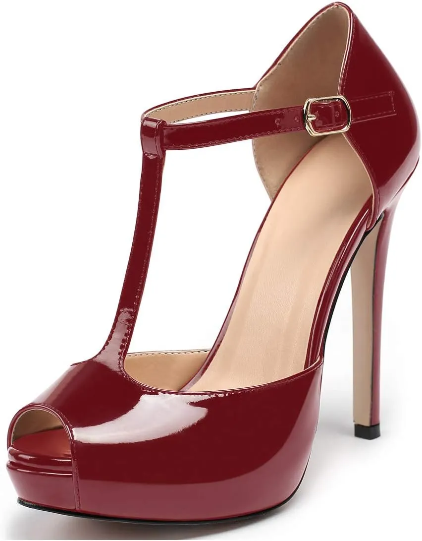 SAMMITOP Women's Platform High Heels Ankle Strap Sandals Mary Jane Platform Pumps Shoes