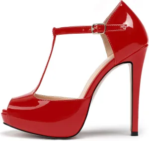 SAMMITOP Women's Platform High Heels Ankle Strap Sandals Mary Jane Platform Pumps Shoes