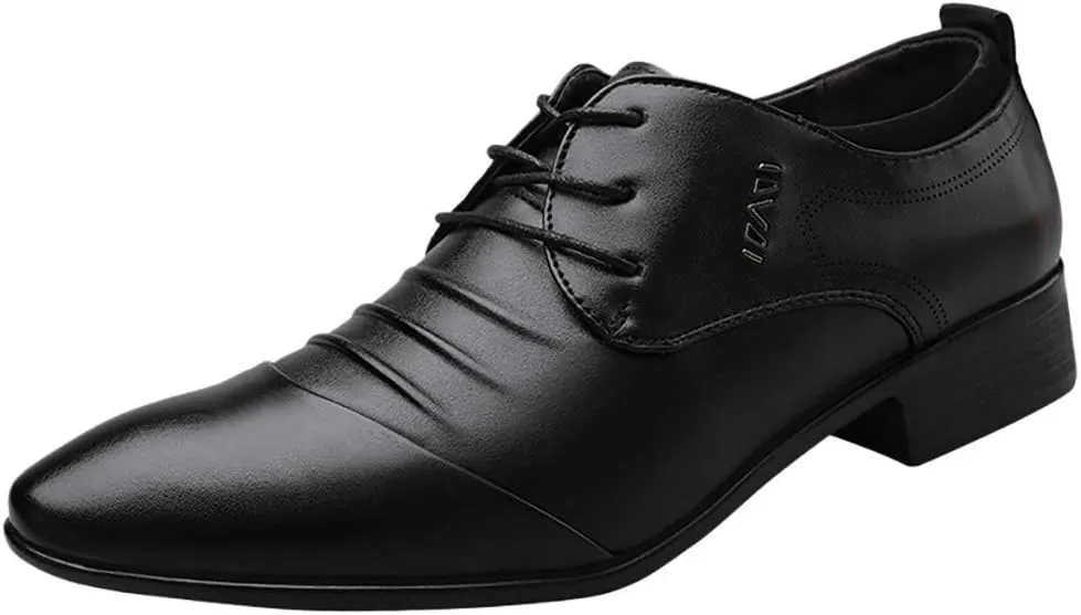 Shoes Suit Shoe Casual Shoes Male Wedding Lace Leather Men Comfortable Business Men's leather shoes Fashion Shoes (Black, 43), 9