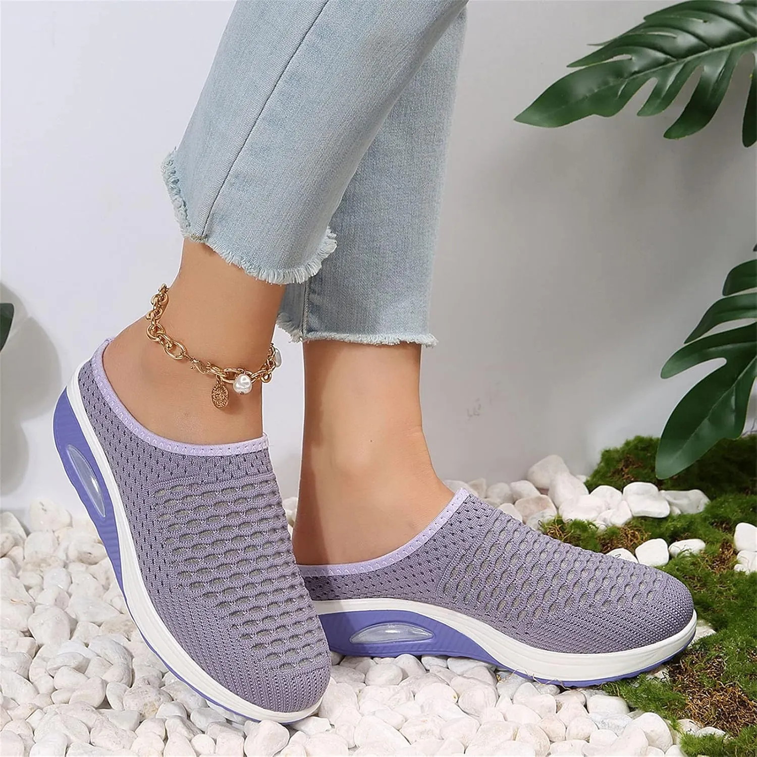 Slip On Sneakers for Women Orthopedic Platform Loafers Breathable Lightweight Running Shoes Summer Open Back Garden Clogs