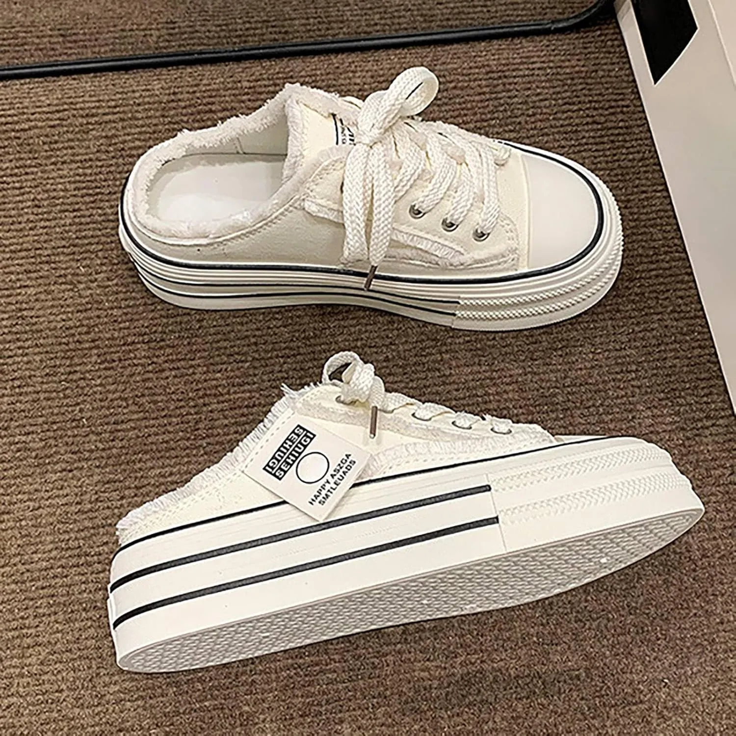 Summer Women's Thick Sole Canvas Toe Sandals Adjustable Strap Comfortable Casual Beach Walking Shoes