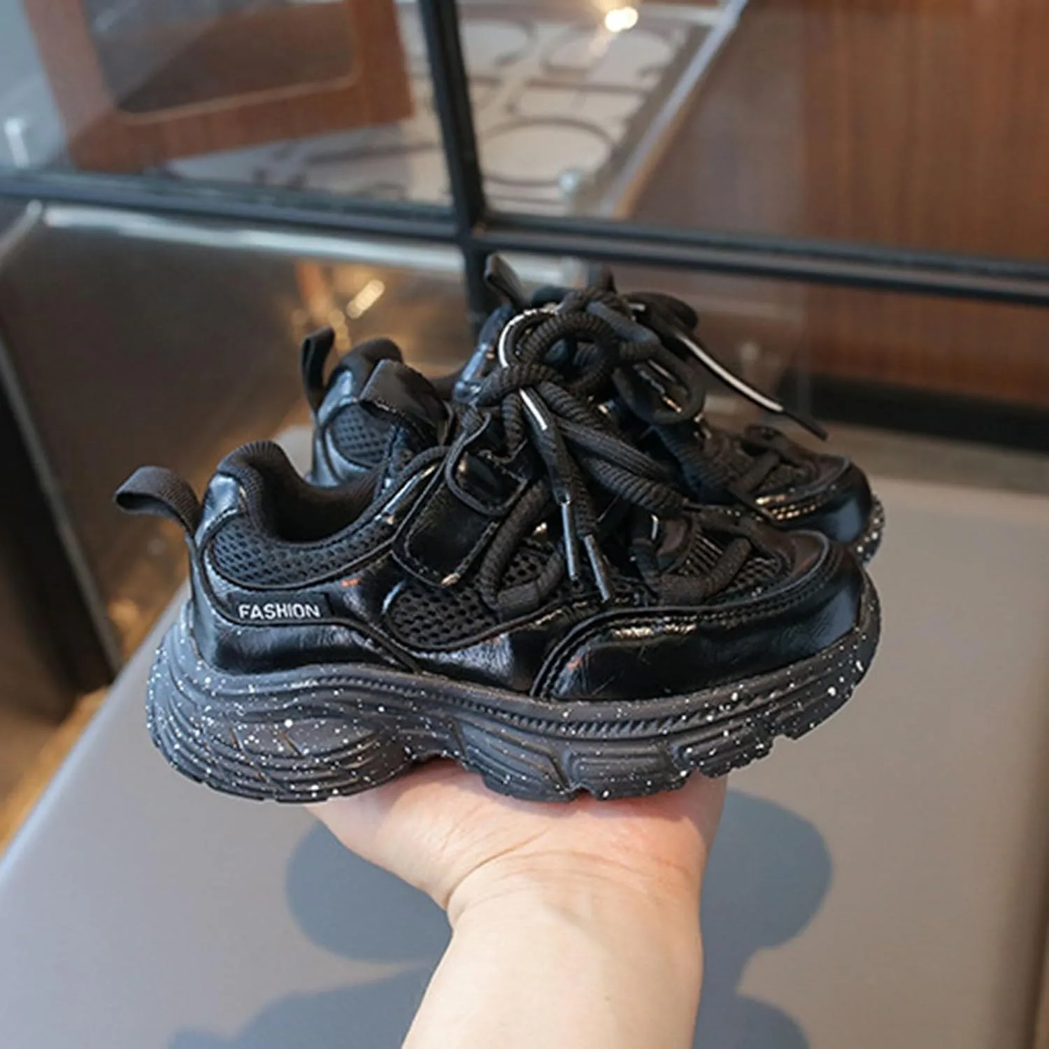 Toddler Kids Chunky Sneakers Fashion Platform White Leather Casual Dad Shoes Comfortable Wedge Walking Sport Sneakers