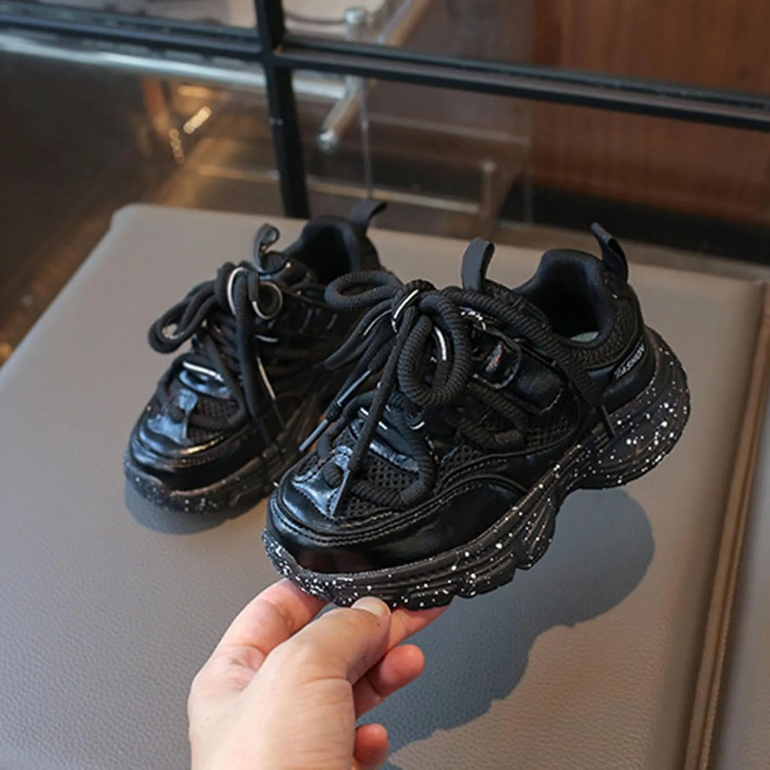 Toddler Kids Chunky Sneakers Fashion Platform White Leather Casual Dad Shoes Comfortable Wedge Walking Sport Sneakers