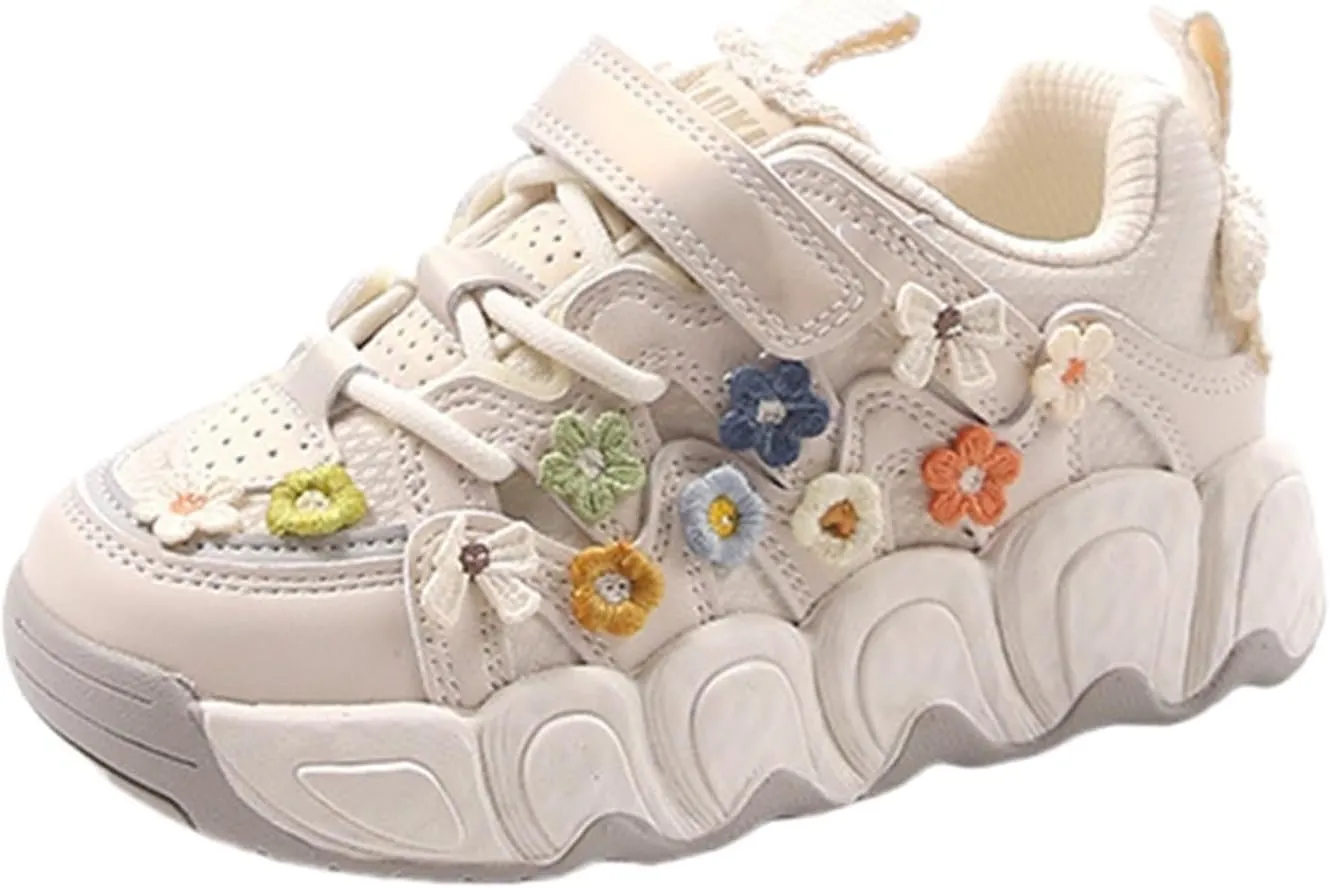Toddler Kids Lace-Up Chunky Platform Sneakers Round Toe Low Top Breathable Dad Shoes Comfortable Non-Slip Sport Shoes