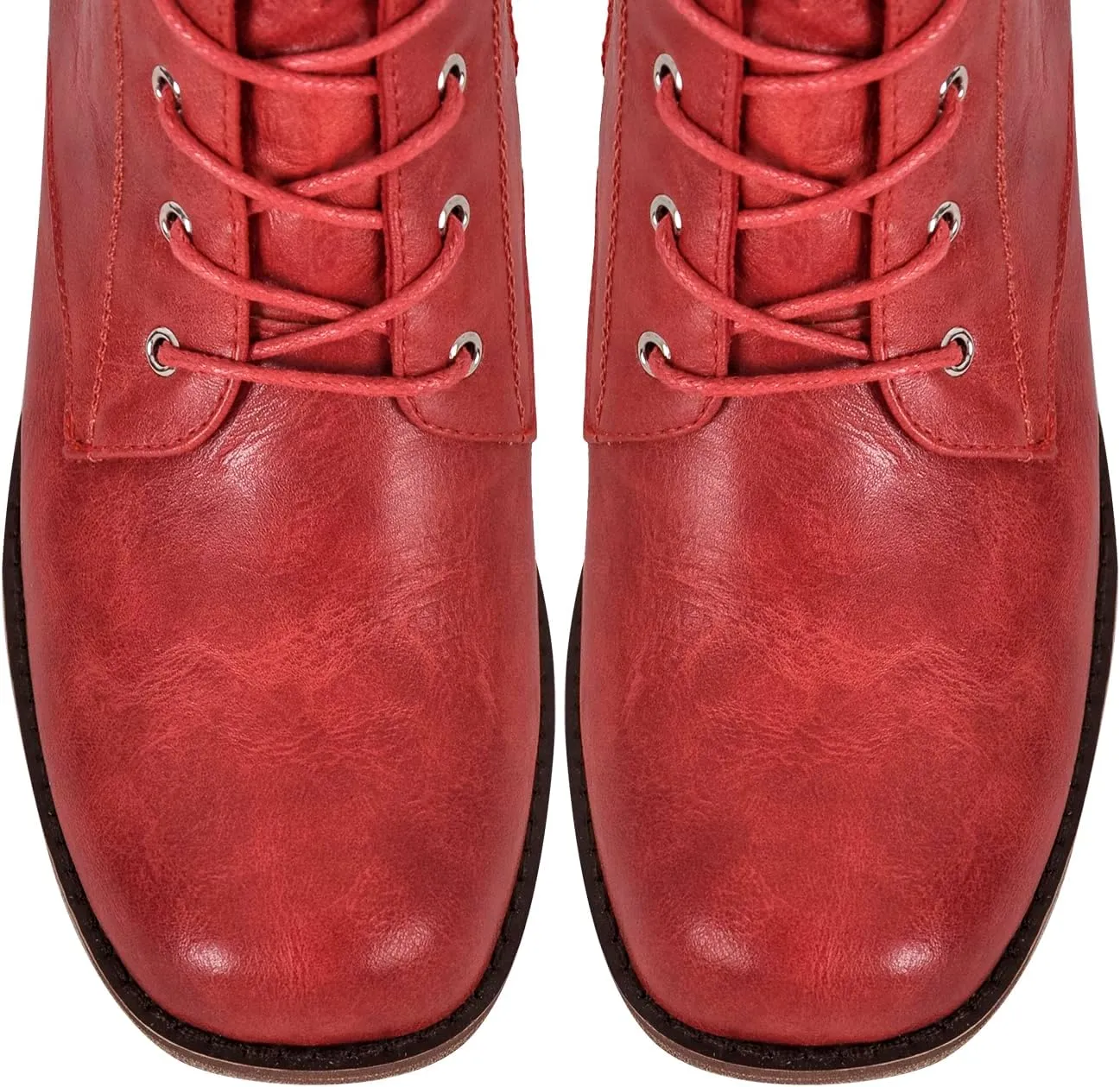 VERISSON Square Toe Low Block Heeled Combat Boots Zip up Chunky Heels Fashion Booties