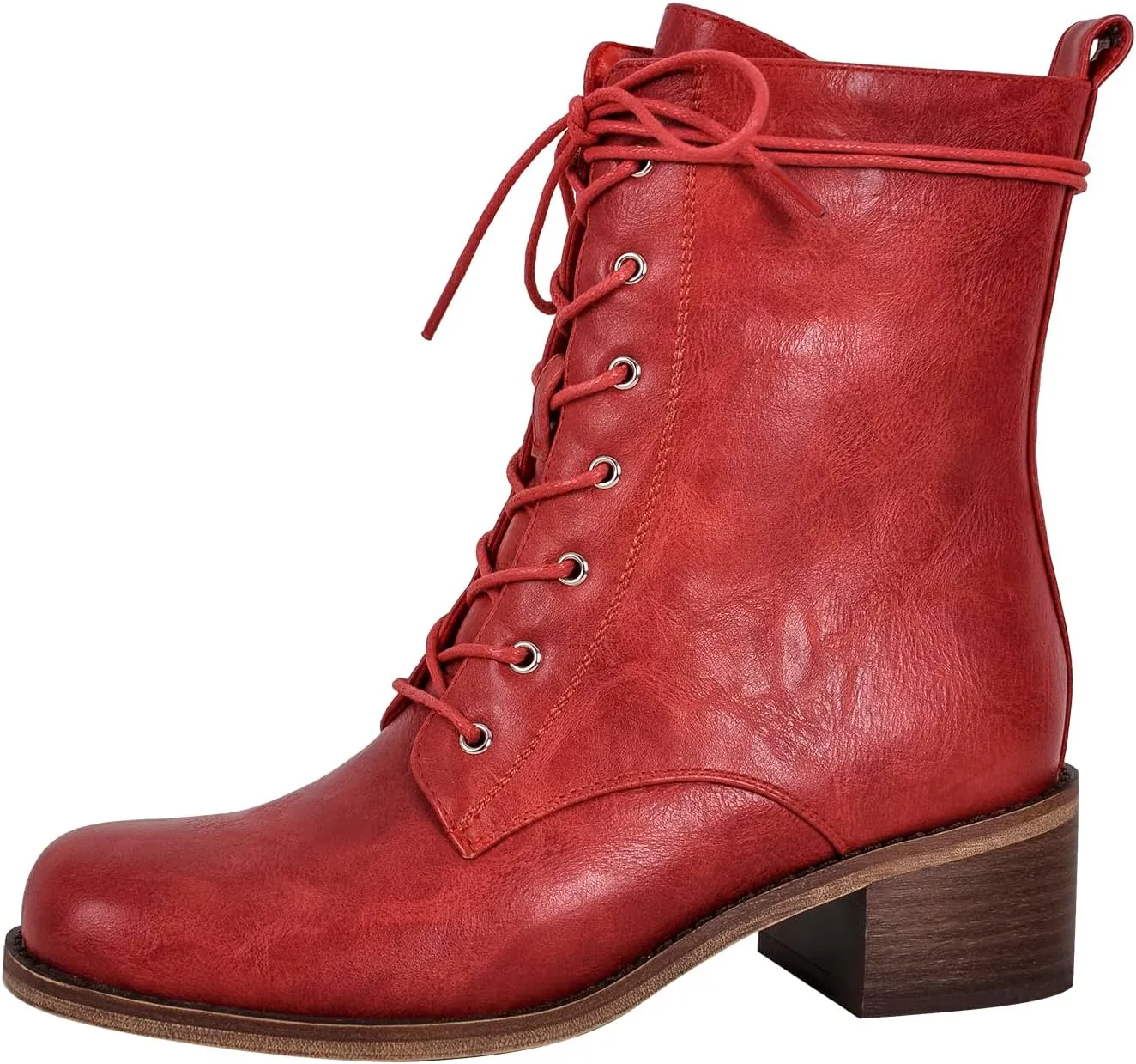 VERISSON Square Toe Low Block Heeled Combat Boots Zip up Chunky Heels Fashion Booties