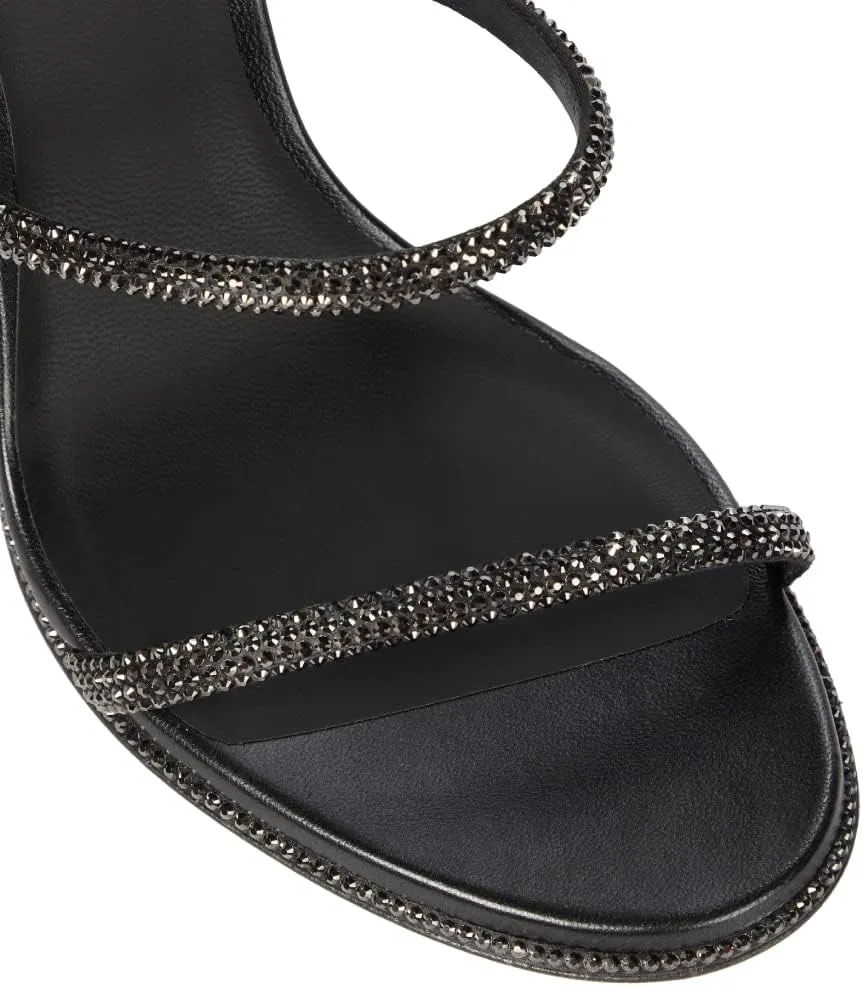 Vertundy Womens Rhinestone Heeled Sandals - Gladiator Open Round Toe Stiletto High Heels Crystal Ankle Straps Dress Shoes for Party Wedding