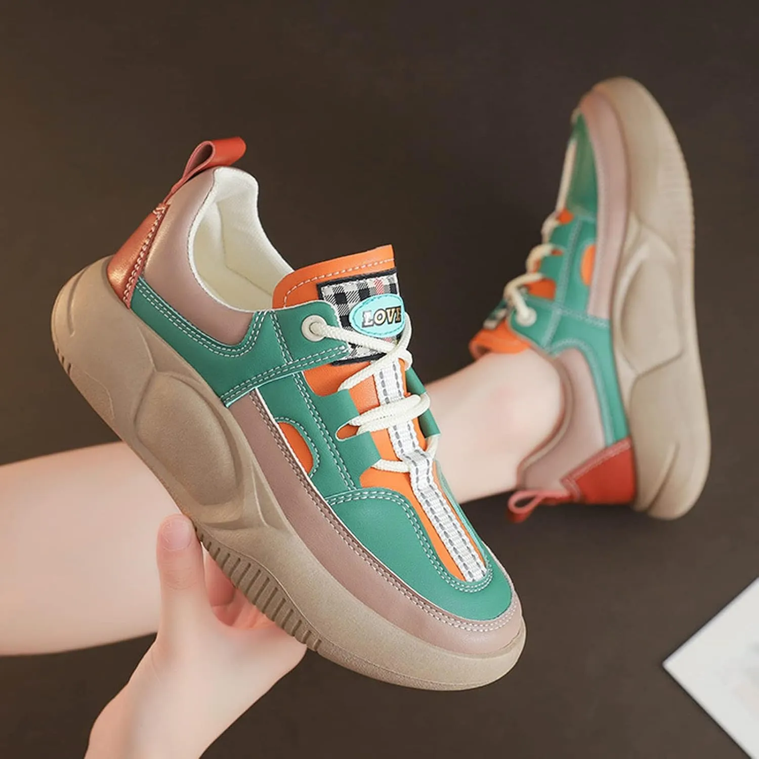 Women Y2K Colorful Sneakers Dad Shoes Casual Stylish Retro Comfort Non Slip Lightweight Colorblock Platform Sneakers Walking Shoes