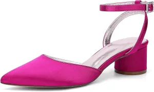 Women's Chunky Block Heels for Women Closed Toe Wedding Shoes for Bride Dressy Pumps Shoes