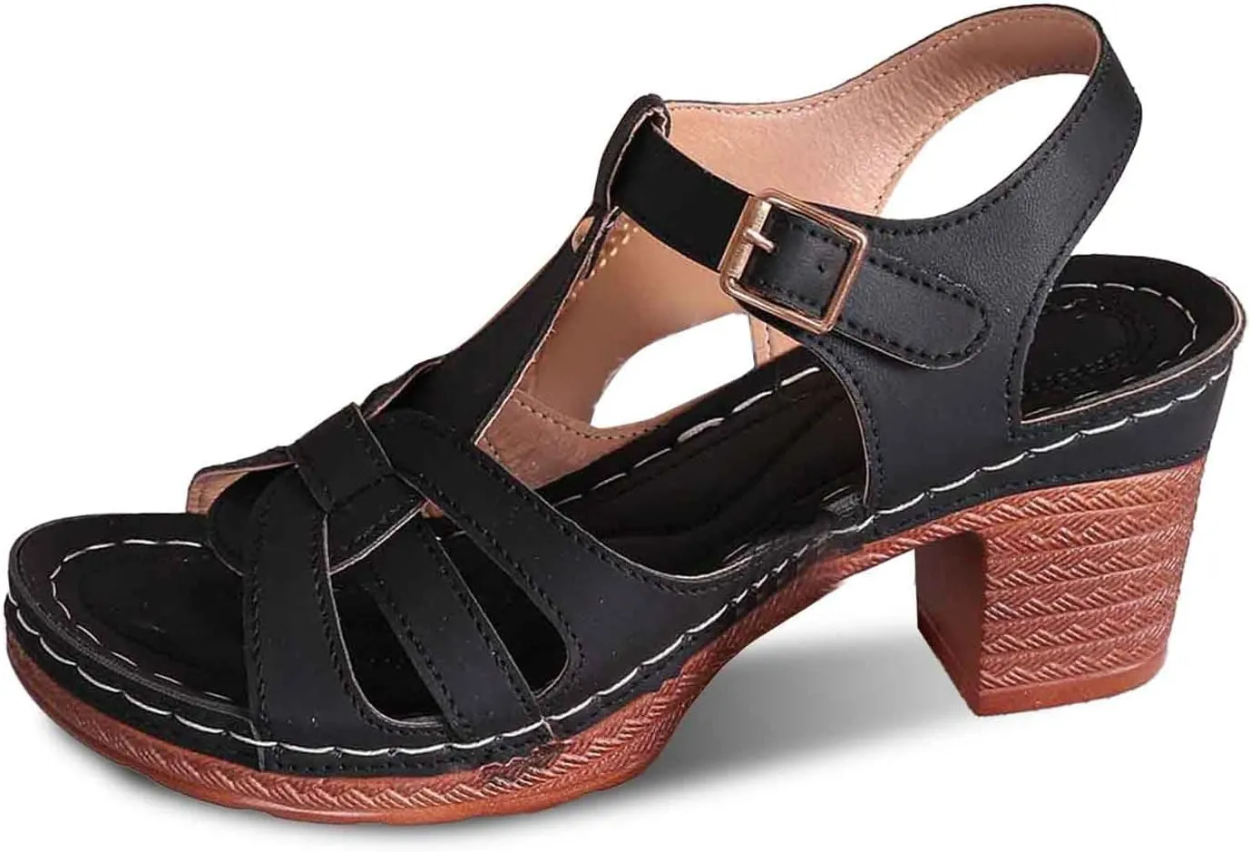 Women's Chunky Heel Sandals 2025 Trendy Open Toe Comfortable Slip On Casual Dressy Wedge Shoes for Spring Summer
