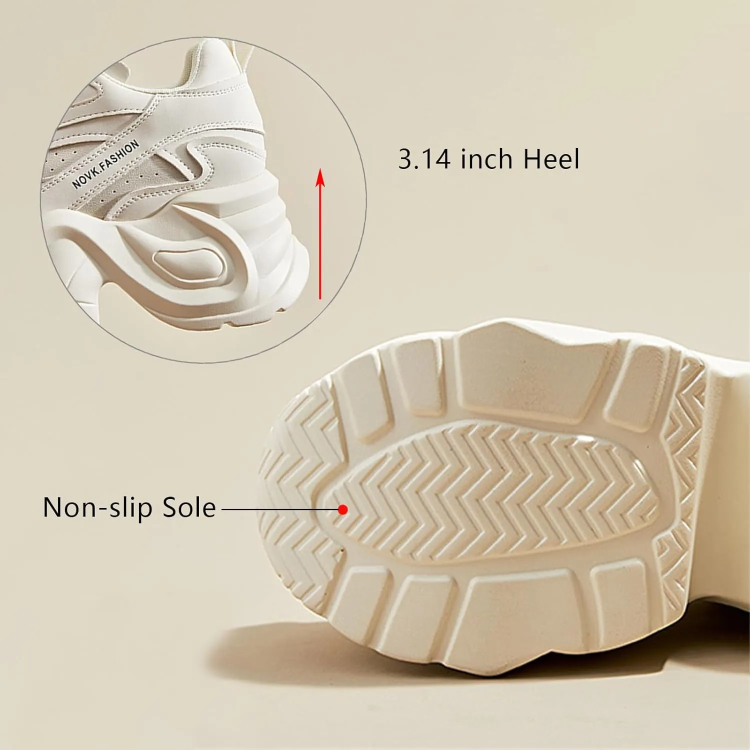 Women's Chunky Platform Walking Dad Shoes Lace Up Wedge Low Top Height Increasing Shoes Fashion Comfortable Casual Sneakers