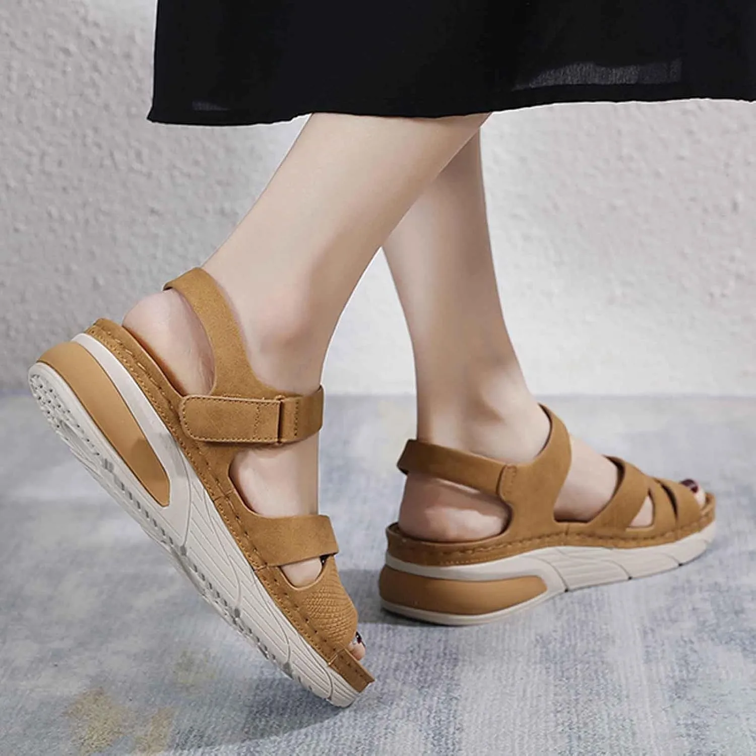 Women's Comfortable Open Toe Thick Sole Sandals for Casual Wear Summer Beach Walking Vacation Outfits