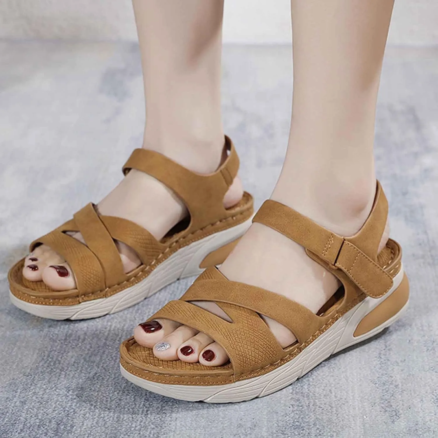 Women's Comfortable Open Toe Thick Sole Sandals for Casual Wear Summer Beach Walking Vacation Outfits