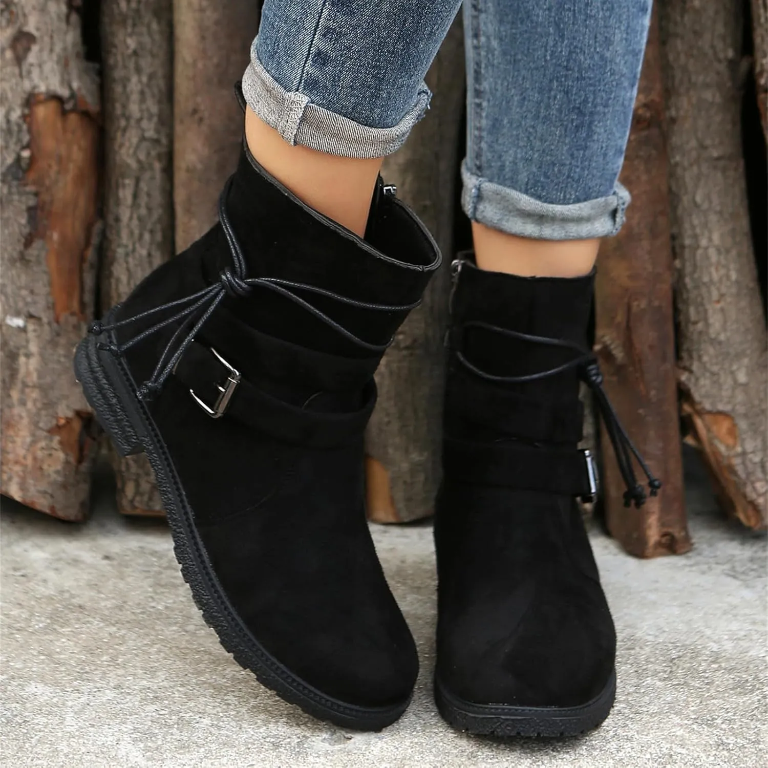 Womens Dress Bo_ots Low He_el Comfortable Combat bo_ots Mid-Calf Military Winter bo_ot Motorcycle Biker Ankle bo_oties